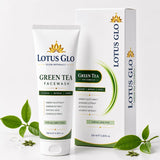 Lotus Glo Green Tea Face Wash for All Skin Types | With Green Tea, Ginseng, Glycolic Acid & Licorice Extract | Cleanses, Refreshes & Purifies Skin | Daily Facial Cleanser | 100ml