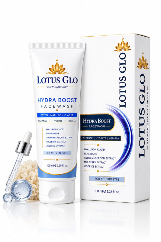 LOTUS GLO Hydra Boost Face Wash with Hyaluronic Acid | Deep Hydration & Brightening | For All Skin Types | 100 ml